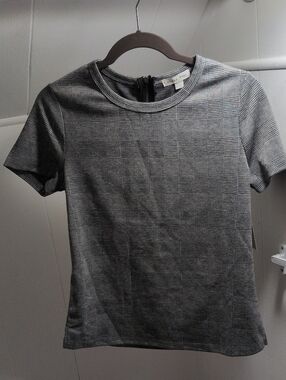 Women’s Gray Glen Check Short Sleeve Tee with Back Zip